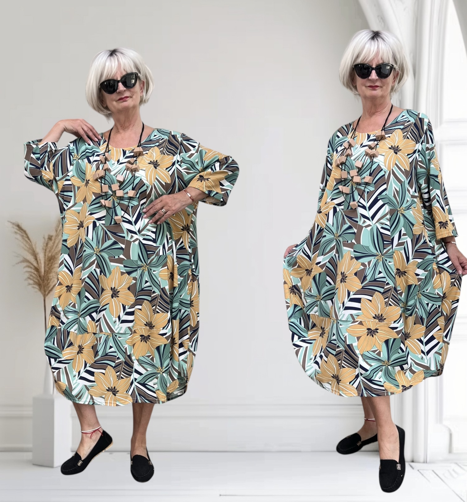 New Jersey viscose ballon jurk