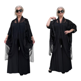 BLACK H-4 oversized chique vest/tuniek apart zwart