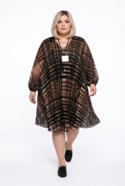 ITALIA MODA viscose chiffon met accordeonplissé A-lijn jurk gevoerd /stretch