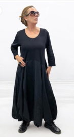 Vincenzo Allocca oversized katoen A-lijn jurk met inzet van taft /aparte/stretch/zwart