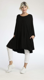 AKH oversized viscose A-lijn jurk apart stretch  zwart