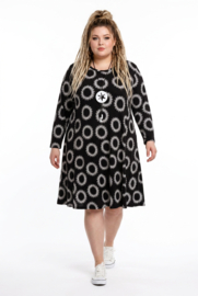 ITALIA Moda oversized viscose A-lijn jurk stretch zwart/wit