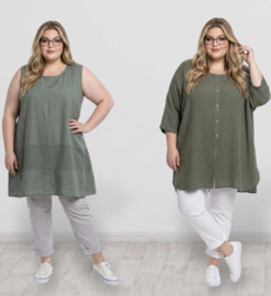 ITALIA MODA  linnen/katoen set  A-lijn blazer + tuniek/in meerdere kleuren