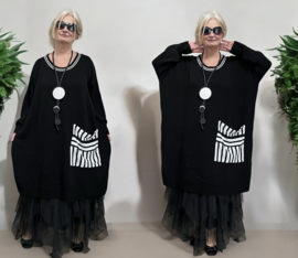 AKH oversized gebreide tuniek/jurk  apart stretch