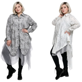 FlyOut  oversized hemd/tuniek met inzet van tule stof/in meerdere kleuren