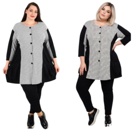 AKH oversized viscose jersey A-lijn blazer/vest apart/ stretch zwart/wit