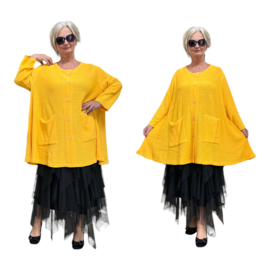 AKH gebreide oversized A-lijn katoen vest/blazer apart stretch