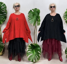 ITALIA MODA fijn corduroy katoen A-lijn tuniek met ketting /in meerdere kleuren