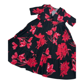 Vincenzo Allocca oversized viscose  BOHO A-lijn jurk apart/zwart