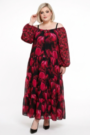 SASHA VIVIEN  chiffon met een vleugje zijde jurk gevoerd