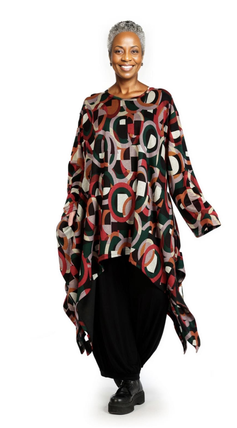 AKH viscose asymmetrisch oversized jersey A-lijn tuniek/top met zakken apart stretch