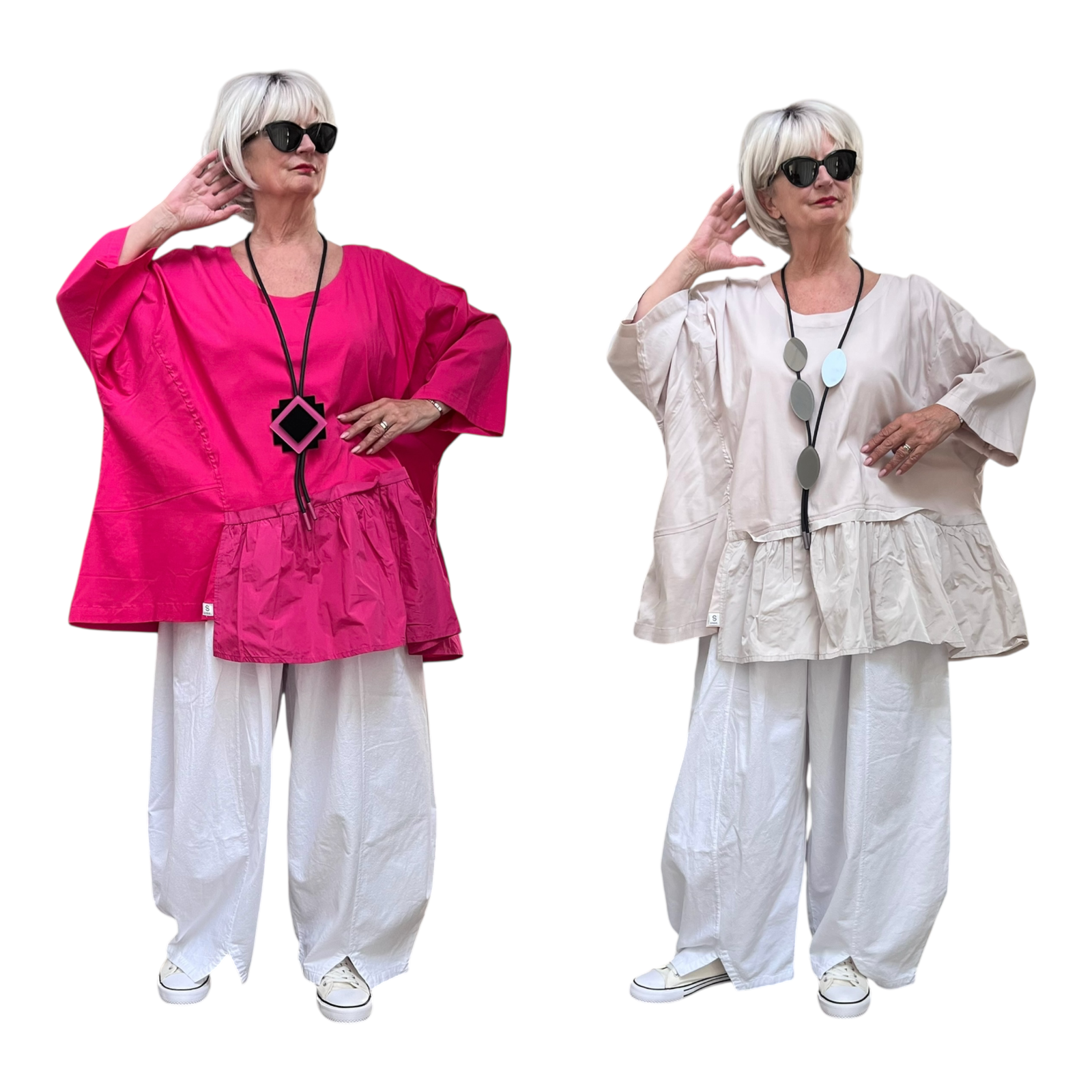 SINNE design.. A- lijn viscose tuniek met taft /stretch /in meerdere kleuren