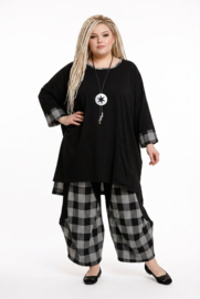 AKH viscose mix tuniek met een zak /apart/ zwart/grijs