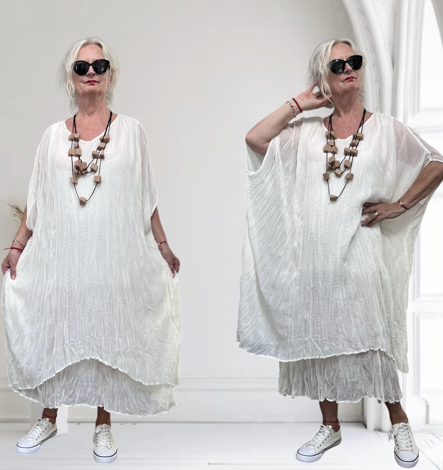 U See oversized tencel/katoenen dubbele jurk