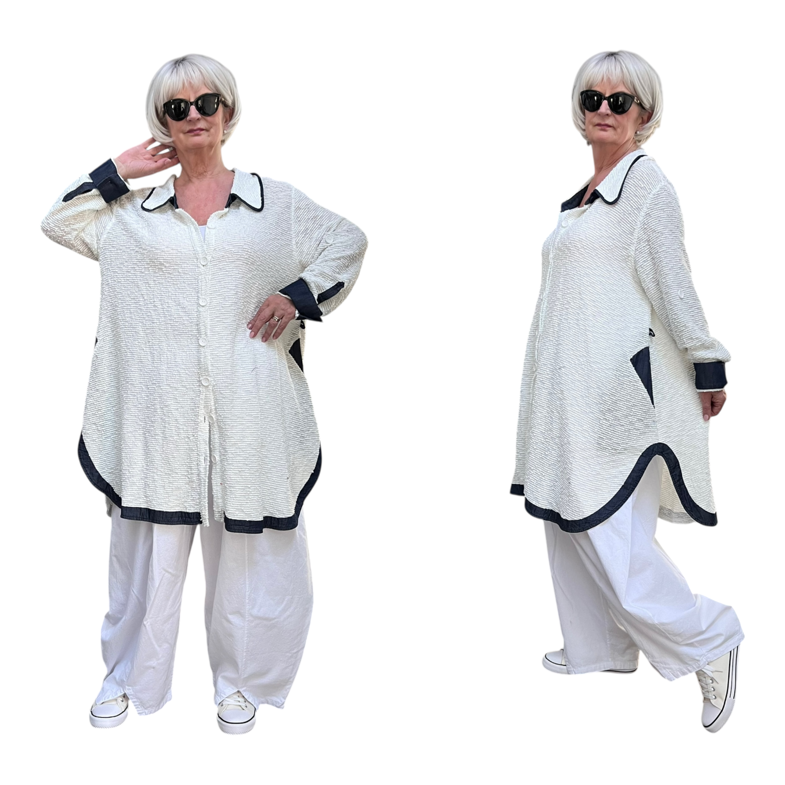 KEKOO design  oversized katoen vest/blazer wit/stretch 