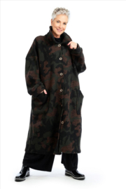 AKH oversized lange wollen winterjas/mantel  gevoerd