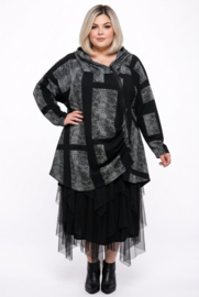 IZZY Style punta viscose A-lijn blazer/vest/jas grijs/zwart stretch