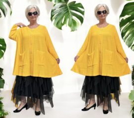 AKH gebreide oversized A-lijn katoen vest/blazer apart stretch