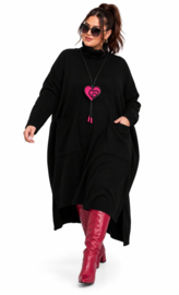 AKH oversized gebreide tuniek/jurk  apart stretch