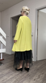 AKH gebreide oversized A-lijn katoen vest/blazer apart stretch