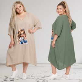ITALIA MODA  oversized mousseline katoen jurk/in meerdere kleuren