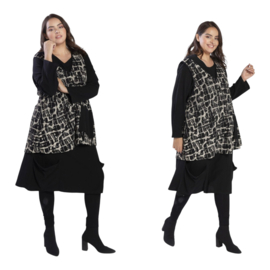 AKH A-lijn jurk + top apart zwart/wit /stretch