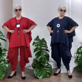 SASHA BARI jersey oversized katoen vrijetijdspak(tuniek + broek) apart stretch /in meerdere kleuren