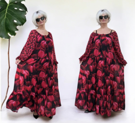 SASHA VIVIEN  chiffon met een vleugje zijde jurk gevoerd