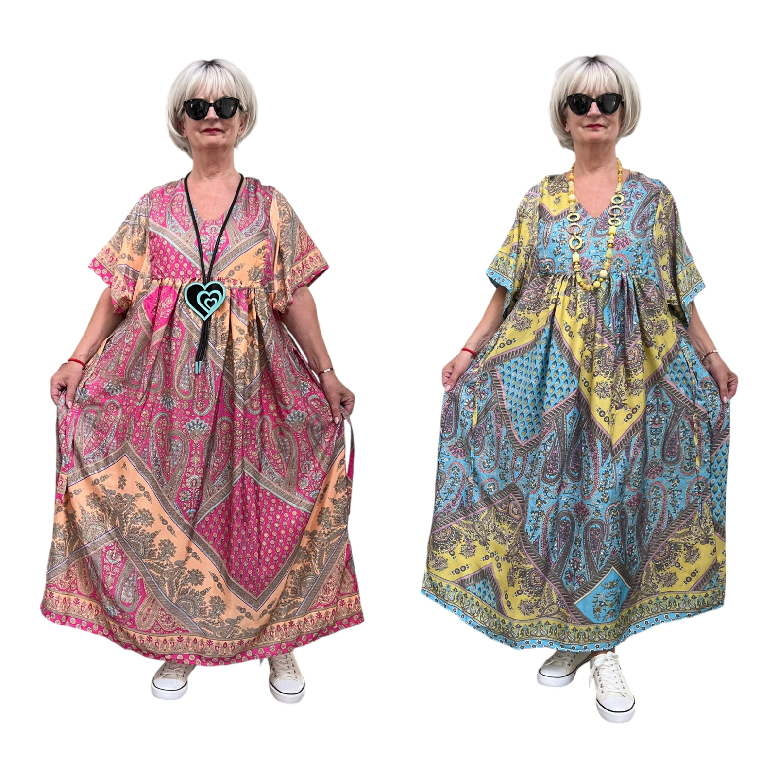 ITALIA oversized viscose/zijde A-lijn zomer jurk/in meerdere kleuren