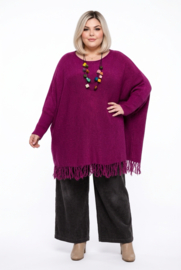 ITALIA oversized acryl mix gebreide tuniek/top met franjes/in meerdere kleuren