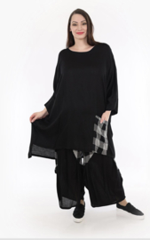 AKH viscose mix tuniek met een zak /apart/ zwart/grijs