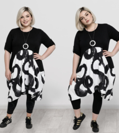 Vincenzo Allocca oversized katoen ballon jurk/tuniek/zwart/wit apart stretch