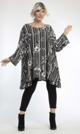 AKH oversized viscose mix tuniek apart zwart/wit stretch