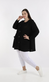 AKH gebreide oversized bouclé  A-lijn katoen vest/blazer apart stretch