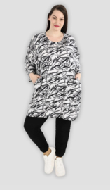 AKH oversized viscose tuniek/top zwart/wit  apart
