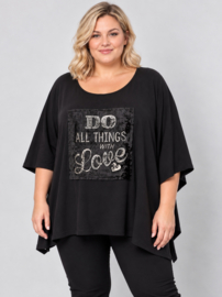 Vincenzo Allocca oversized katoen A-lijn top met applicatie/apart/stretch zwart