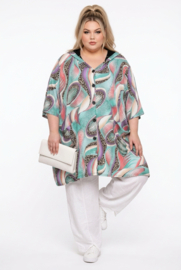 R.A.F.A.Y viscose A-lijn tuniek/blazer met capuchon en knoopsluiting/  stretch