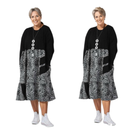 AKH viscose  A-lijn jurk apart stretch zwart 