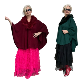 ITALIA MODA viscose omslagdoek/poncho/vest  met bont/in meerdere kleuren