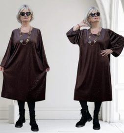ITALIA viscose mix fluwelen jurk met glitters/stretch  /in meerdere kleuren