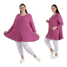 AKH gebreide oversized A-lijn katoen vest/blazer apart stretch