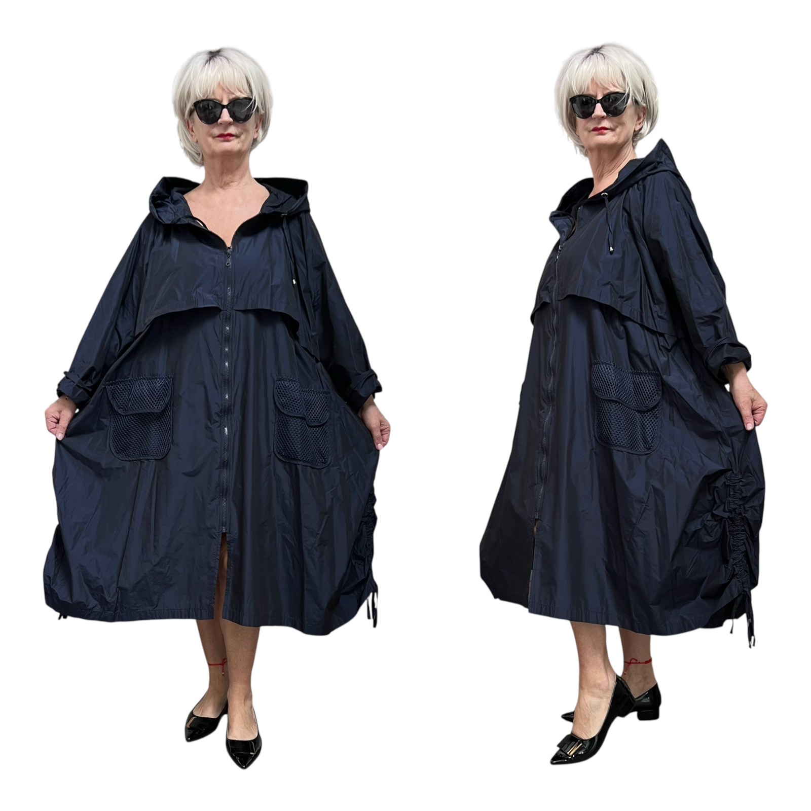 Zedd Plus oversized waterbestendig tussenjas donkerblauw
