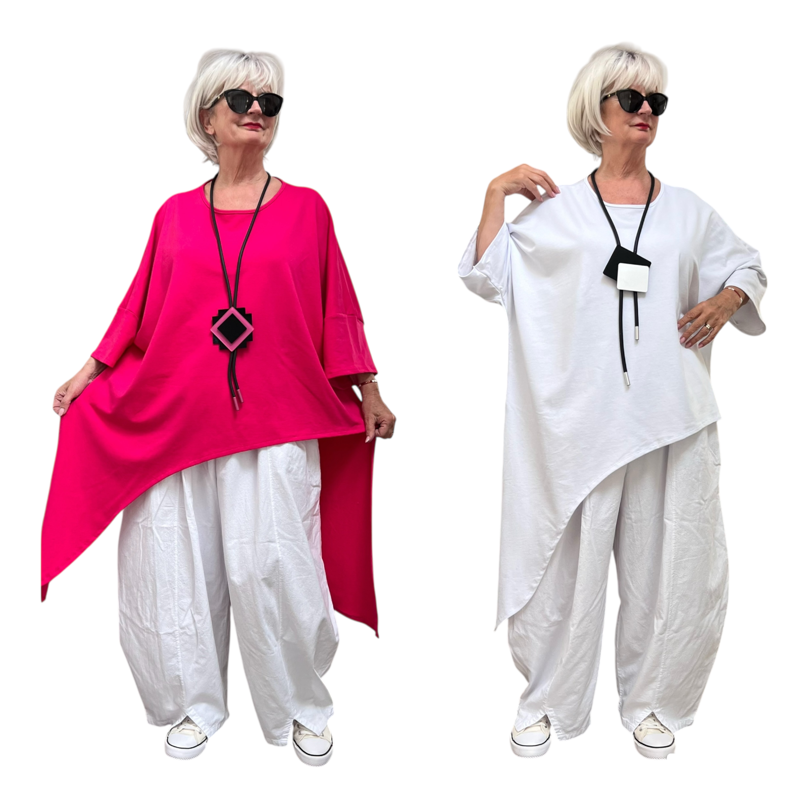 ITALIA MODA oversized katoen A-lijn tuniek stretch/in meerdere kleuren