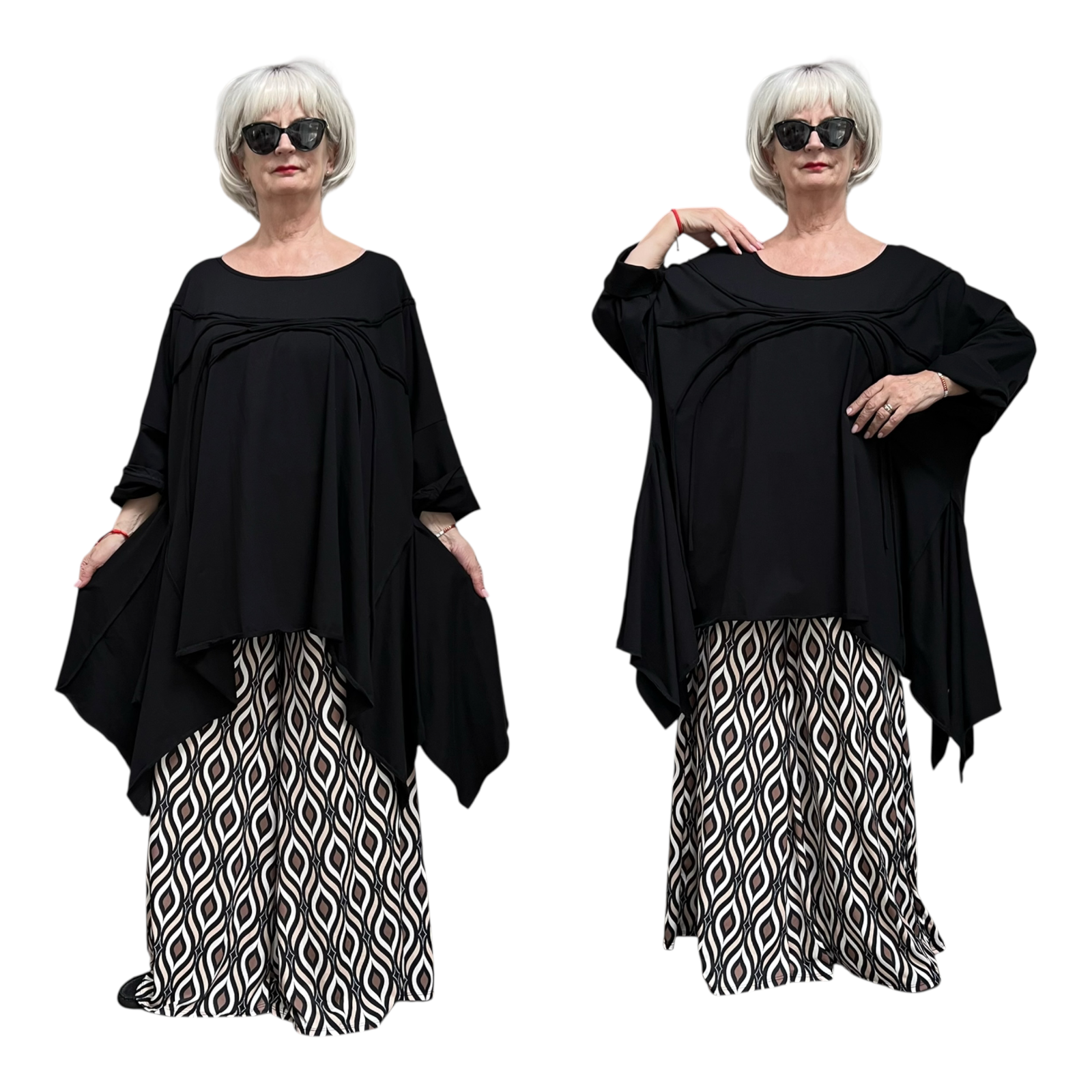 Vincenzo Allocca oversized viscose  A-lijn tuniek apart zwart