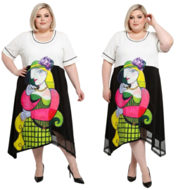 CN-G viscose A-lijn jurk met zakken stretch