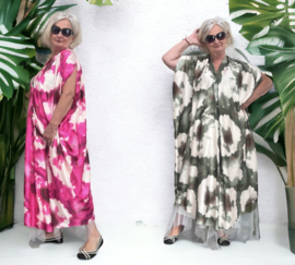 ITALIA oversized zijdelook jurk/hemd/kaftan/in meerdere kleuren