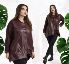 KEKOO design viscose blazer met inzet van eco leder stretch