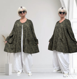 AKH oversized tricot katoen A-lijn blazer/vest apart stretch