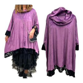 Vincenzo Allocca oversized katoen A-lijn fluwelen tuniek met colsjaal apart stretch