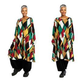 AKH viscose asymmetrisch oversized A-lijn jurk met zakken apart stretch